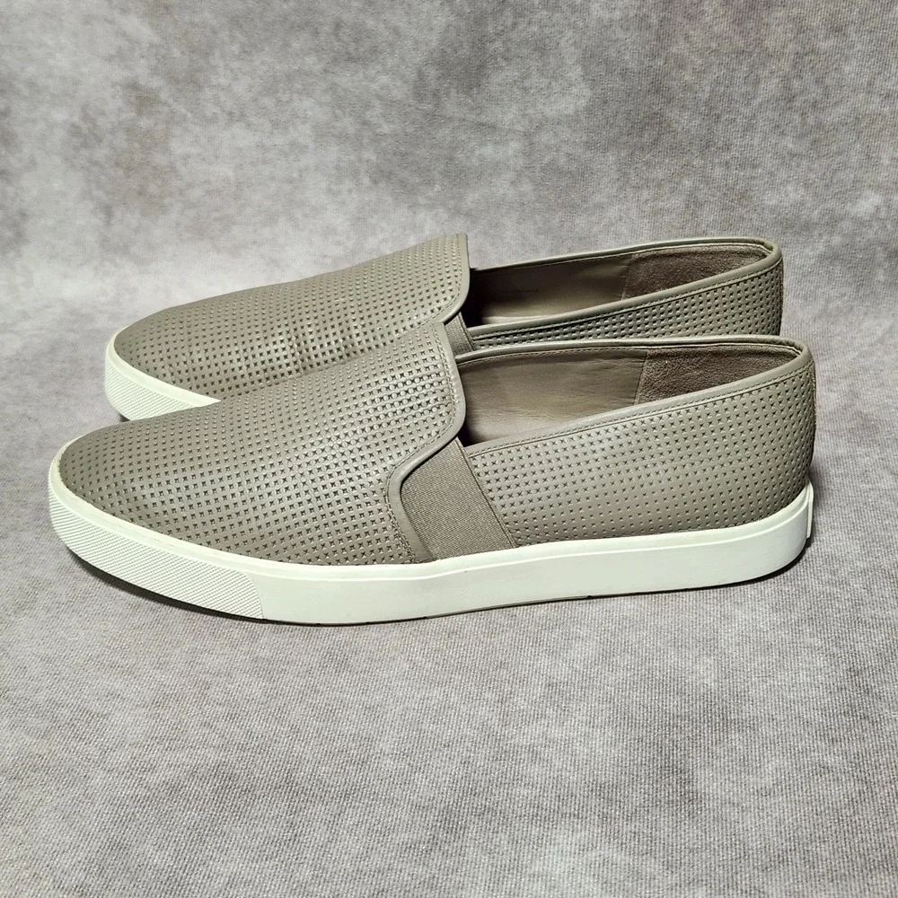 women's VINCE Blair perforated Leather slip-on sneakers Taupe gray‎ size 11